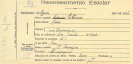 Recenseamento escolar de Elena Henriques, filha de José Henriques, moradora em Almoçageme.