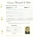 Registo de matricula de carroceiro em nome de João António Baleia, morador em Odrinhas, com o nº de inscrição 1900.