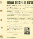 Registo de matricula de cocheiro profissional em nome de Jaime Soares da Costa, morador em Paiões, com o nº de inscrição 859.