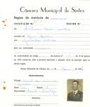Registo de matricula de carroceiro em nome de António Maria [Banha], morador em Mem Martins, com o nº de inscrição 2093.