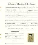 Registo de matricula de veículos de tração animal em nome de João Silvestre Granjeiro, morador em Almoçageme, com o nº de inscrição 2007.