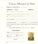 Registo de matricula de carroceiro em nome de Mário Luís Pedro, morador no Casal de Santo Amaro, Sintra, com o nº de inscrição 2054.