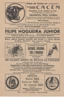 Programa da Grandiosa Festa Taurina, na Praça de Touros do Cacém organizada pela Comissão de Melhoramentos do Cacém a reverter a favor da Pró-Escola do Cacém a 25 de agosto de 1946.