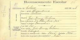 Recenseamento escolar de Alexandrina Colares, filho de João Diniz Colares, moradora em Vinagre.