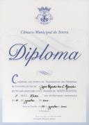Diploma de Atribuição da Medalha de Ouro de Mérito Municipal do Concelho de Sintra atribuída a José Alfredo da Costa Azevedo a título póstumo.