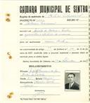 Registo de matricula de cocheiro profissional em nome de António Francisco, morador em Sintra (Quinta da Cabeça), com o nº de inscrição 1121.