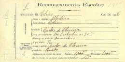 Recenseamento escolar de Albertina de Oliveira, filha de Carlos de Oliveira, moradora no Penedo.