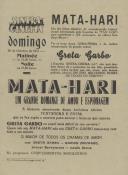 Programa do filme "Mata-Hari" com a participação do ator Greta Garbo.