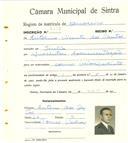 Registo de matricula de carroceiro em nome de António Vicente dos Santos, morador em Sintra, com o nº de inscrição 2175.