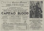 Programa do filme "Capitão Blood" realizado por Michael Curtiz com a participação de Errol Flynn e Olivia de Havilland.