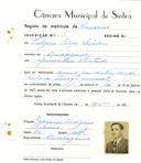 Registo de matricula de carroceiro em nome de Ludgero Filipe Serôdio, morador em Almoçageme, com o nº de inscrição 2094.