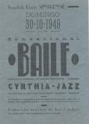 Programa da Sociedade União Sintrense anunciando um sensacional baile com a orquestra Cynthia-Jazz.