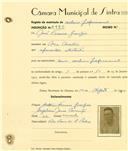 Registo de matricula de cocheiro profissional em nome de José Ferreira [Granja], morador em Mem Martins, com o nº de inscrição 1150.