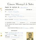 Registo de matricula de carroceiro em nome de Carlos Duarte, morador em Massamá, com o nº de inscrição 2095.