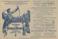 Programa do filme "Robin Hood - O Justiceiro" com a participação de Richard Todd e Joan Rice.