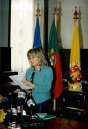 Presidente da Câmara Municipal de Sintra, Drª Edite Estrela, numa conferência de imprensa após 3 meses de mandato.