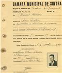Registo de matricula de cocheiro profissional em nome de Manuel Esteves, morador em Mem Martins, com o nº de inscrição 1030.