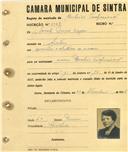 Registo de matricula de cocheiro profissional em nome de Sarah Mayer Organ, moradora em Sintra, com o nº de inscrição 1042.
