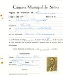 Registo de matricula de carroceiro em nome de Manuel Marques, morador em Sintra, com o nº de inscrição 2096.