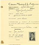 Registo de matricula de cocheiro profissional em nome de Augusto Gonçalves Martins, morador em Casas Novas, com o nº de inscrição 1168.