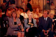 Presidente da Câmara Municipal de Sintra, Drª Edite Estrela e a Marquesa do Cadaval a assistir ao concerto de Salvatore Accardo / Michele Campanella, no Palácio Nacional de Queluz, durante o 31º  Festival de Sintra.