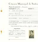 Registo de matricula de carroceiro em nome de Carlos Neves Jordão, morador em Morelinho, com o nº de inscrição 1676.