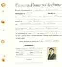 Registo de matricula de cocheiro profissional em nome de José Joaquim da Conceição Pedroso, morador em Mem Martins, com o nº de inscrição 1182.