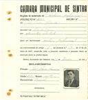 Registo de matricula de cocheiro profissional em nome de José Maia Teixeira, morador em Rio de Mouro, com o nº de inscrição 1100.