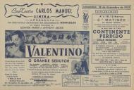 Programa do filme "Valentino - O Grande Sedutor" com a participação de Eleanor Parker e Anthony Dexter.