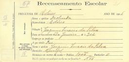 Recenseamento escolar de Deolinda da Silva, filha de Joaquim Inácia da Silva, moradora no Mucifal.
