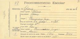 Recenseamento escolar de Elena Jorge, filha de Bernardino Jorge, moradora em Almoçageme.
