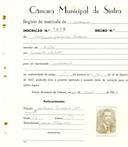 Registo de matricula de carroceiro em nome de Joaquim Gonçalves Ferreira, morador em Sintra, com o nº de inscrição 1879.