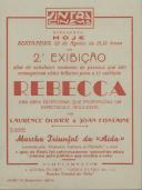Programa do espetáculo "Rebecca" com a participação dos artistas Laurence Olivier e Joan Fontaine.