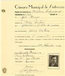Registo de matricula de cocheiro profissional em nome de João Xavier, morador em Mem Martins, com o nº de inscrição 1151.