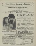 Programa do filme "Pânico" com a participação de Viviane Romance, Michel Somon e Paul Bernard.