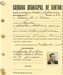 Registo de matricula de cocheiro profissional em nome de Francisco José da Silva, morador em Agualva, com o nº de inscrição 911.