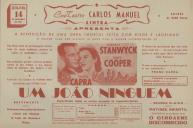 Programa do filme "Um João Ninguem" com a participação de Barbara Stanwyck, Gary Cooper e Franck Capra. 
