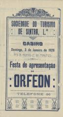 Programa do orfeon de Sintra sob a direção de Luiz Silveira e concerto pelo quinteto René Bohet.