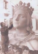 Canteiro Casimiro Sérgio a esculpir o busto de Dona Filipa de Lencastre existente no Padrão dos Descobrimentos, do escultor Leopoldo de Miranda, na firma Pardal Monteiro, para a Exposição do Mundo Português.