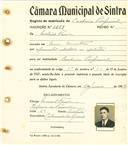 Registo de matricula de cocheiro profissional em nome de Avelino Faria, morador em Mem Martins, com o nº de inscrição 1059.