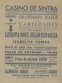 Programa de Baile e Variedades, com a participação da orquestra privativa com o vocalista Tony Marques e Luisita Roiz-Júlio Esparza e Isabelita Tomáz no dia 09 de agosto de 1947. 