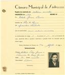 Registo de matricula de cocheiro amador em nome de Odete Gomes Pereira, moradora em Rio de Mouro, com o nº de inscrição 1149.