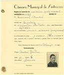 Registo de matricula de cocheiro profissional em nome de Manuel André, morador em Queluz, com o nº de inscrição 1155.