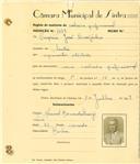 Registo de matricula de cocheiro profissional em nome de Crispim José Queijinho, morador em Sintra, com o nº de inscrição 1139.