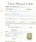 Registo de matricula de carroceiro em nome de Domingos Corredora, morador em Catribana, com o nº de inscrição 2141.