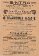 Programa da Grandiosa Vacada no Campo da Portela de Sintra, a favor da Associação dos Bombeiros Voluntários de Sintra, 1.ª secção, a 15 de setembro de 1940.
