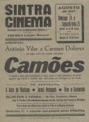 Programa do filme "Camões" com a participação dos atores António Vilar e Carmen Dolores.