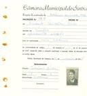 Registo de matricula de cocheiro profissional em nome de Ernesto Carvalho Alves, morador em Sintra, com o nº de inscrição 1217.