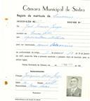 Registo de matricula de carroceiro em nome de José França Jorge, morador em Casas Novas, com o nº de inscrição 2077.