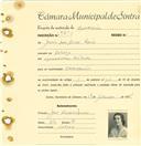 Registo de matricula de carroceiro em nome de Maria das Dores Raio, moradora em Cabriz, com o nº de inscrição 1870.